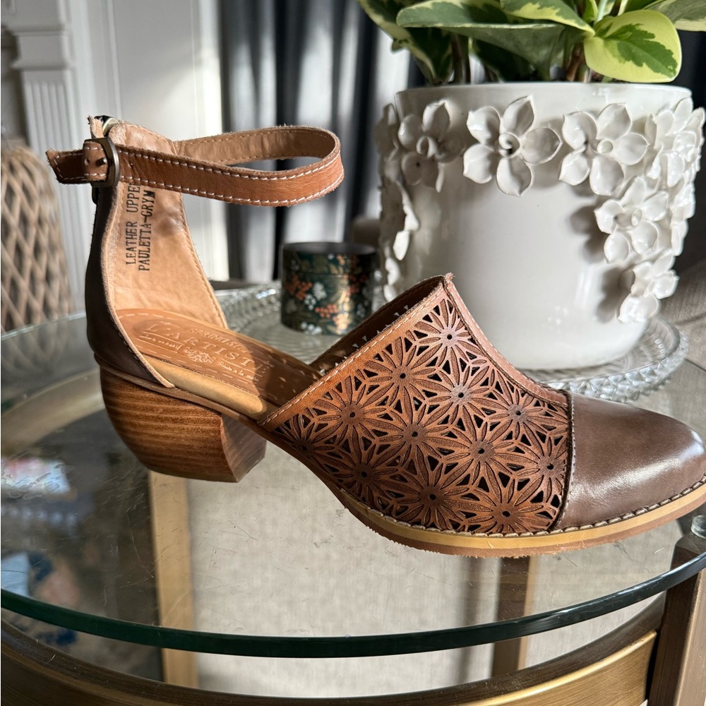 Chic Brown Leather Cut-Out Heels